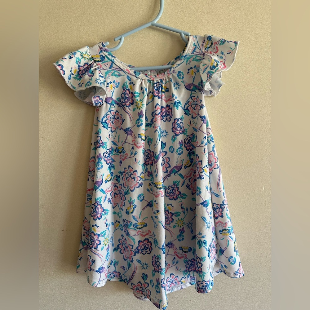 Dot Dot Smile Floral Kids Dress - Pink and Blue